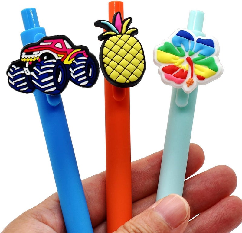 YEALQUE YEALQU 200PCS Random Different Pencil Topper Decoations Cute PVC Pencil Toppes Lovely Black Clip for Pupil/Junior Students Gifts Awards - Image 4